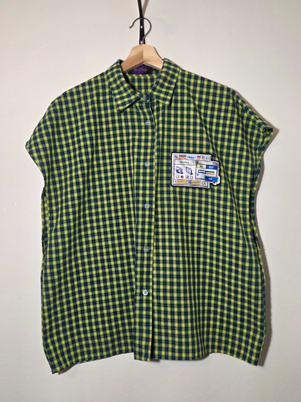 Max Soul Sleeveless Plaid Embroidered Button Down Shirt